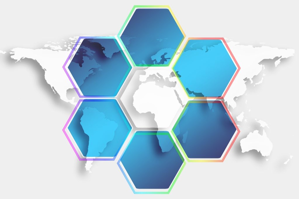 hexagon, world map, network-6406639.jpg